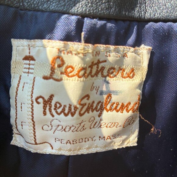 vintage blue leather button up jacket ~ New England Leather ~ STUNNING - Picture 3 of 5